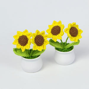 Decoración de mesa en maceta tejida a mano con dos girasoles Día del maestro Regalo de cumpleaños para niños Uionen 1494 - Product Image 4