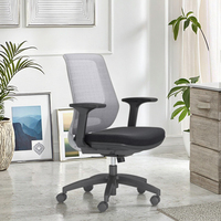Chaise de bureau ergonomique moderne en maille, réglable en hauteur, pivotante, avec accoudoirs inclinables, dossier mi-haut