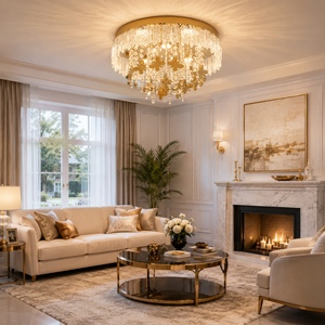 35W 40cm Diameter LED Crystal Chandelier <b>Ceiling</b> <b>Light</b> Hotel Apartment Bedroom Changeable 3 Colors <b>Ceiling</b> <b>Light</b> - Product Image 3