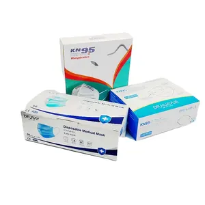 Custom Printed 50Pcs Pack Medical Disposable Nonwoven 3Ply Surgical Face Mask N95 N99 Packaging Paper Box