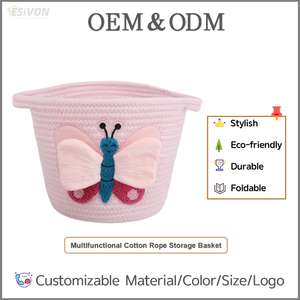Cesta de Almacenamiento de Cuerda de Algodón 3D con Forma de Mariposa Rosa, Plegable y Moderna, con Asas, para la Habitación de los Niños, Decoración de la Guardería, Regalo Personalizado - Product Image 2