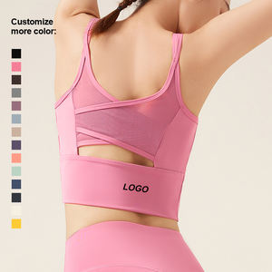 Sujetador deportivo reversible para mujer, ligero, transpirable, de cuello alto, a prueba de golpes, para yoga y fitness, venta al por mayor, personalizado - Product Image 5