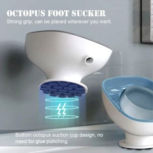 Modern Super Suction Cup Soap Dish PS Material Bathroom and Kitchen Supplies Drain <b>Water</b> Bathroom Soap Holder Sponge <b>Container</b> - Product Image 2