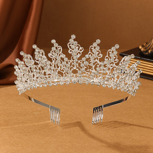 Corona de <span class=keywords><strong>Miss</strong></span> Universo al por mayor, corona de flores europea y americana, diadema de boda con diamantes incrustados en cristal, corona para desfile. - Product Image 3