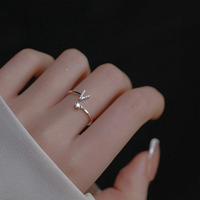 Dainty réglable ouvert A-Z 26 Alphabet lettre anneaux pour femmes plaqué or 925 argent sterling CZ bague initiale