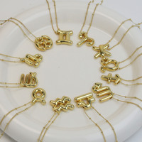 Femme élégante en laiton 12 pendentifs du zodiaque breloque chaîne en or tour de cou symbole astrologie colliers signe du zodiaque collier