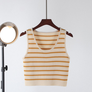 <span class=keywords><strong>Maglietta</strong></span> donna senza maniche Top canottiera nera a righe bianche canottiera Sexy senza <span class=keywords><strong>spalline</strong></span> Top per uso palestra corta interna esterna - Product Image 4