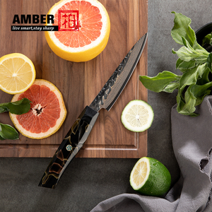 Bộ dao bếp Nhật Bản VG10 Damascus đồng, lưỡi dao rèn, logo tùy chỉnh, bộ dao sushi và cán bằng nhựa - Product Image 4