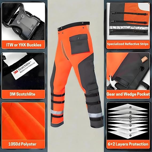 <span class=keywords><strong>Pantalon</strong></span> de protection <span class=keywords><strong>anti</strong></span>-<span class=keywords><strong>coupure</strong></span> certifié EN381 LINZ Orange en nylon respirant à 9 couches, protection de niveau D, durable, coupe régulière - Product Image 2