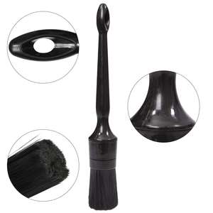 Juego de cepillos para detalles, 5 tamaños diferentes, pelo de jabalí <span class=keywords><strong>Natural</strong></span> Premium, mango de plástico de fibra mixta, cepillos para detalles Automotrices - Product Image 2