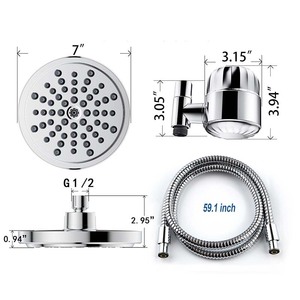 Juego de Ducha con Cabezal de Ducha de Lluvia de 7 Pulgadas con Filtro, Cromado, Fácil de Instalar, Portátil - Product Image 1