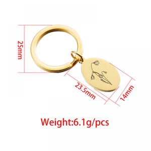 Mode personnalisé Mini porte-clés accessoires bijoux cadeau gravé naissance mois fleur en acier inoxydable porte-clés - Product Image 5