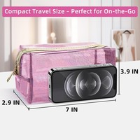 Sac de maquillage coloré tendance, grande capacité, trousse de toilette transparente, pochette portable légère, sac cosmétique transparent pour fille