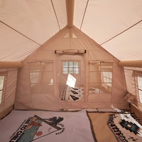Carpa Inflable Portátil para Acampar al Aire Libre de 17.2 Pies Cuadrados, Tela Oxford 600D, Dos Habitaciones, Instalación Rápida, Impermeable, 4 Estaciones, para Fiestas Familiares