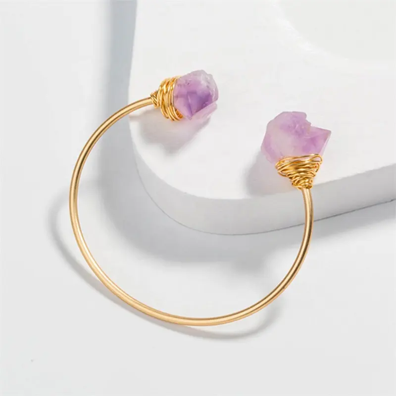 Personalized fashion new jewelry hand-woven light purple natural stone bracelet bangles