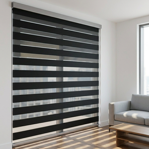 Custom Built-In Plastic Plain Zebra Shade Double <b>Roller</b> Blind with Black Out for Home - Product Image 1