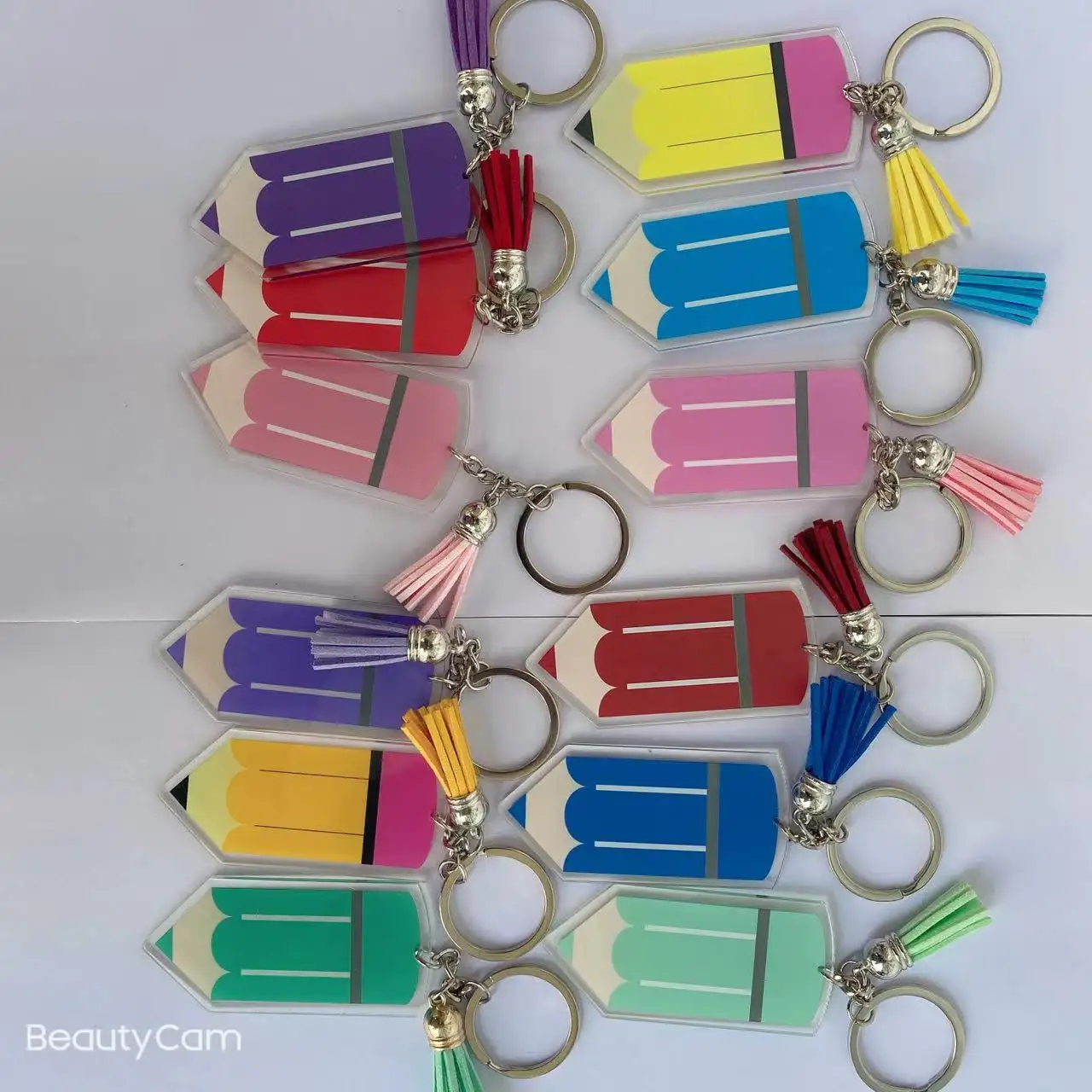 Teacher Appreciation Gift Pencil Acrylic Tassel Keychain