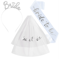 3 pcs/Set Bride to Be Diadème Bandeau et Voile pour Poule Bachelorette Douche nuptiale Fête de mariage Décorations Fournitures