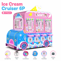 Neofuns 6P Machine de grue camion de crème glacée multijoueur avec châssis entièrement métallique et stations de griffes indépendantes pour centre commercial