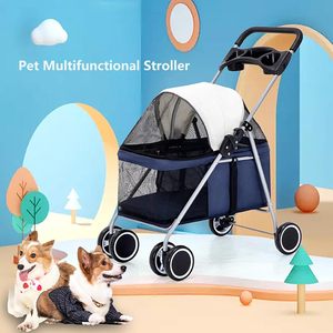 Large Portable Four Wheels Cat Pet Carrier <b>Stroller</b> Simple Design Foldable Travel Product for Pets - Product Image 2