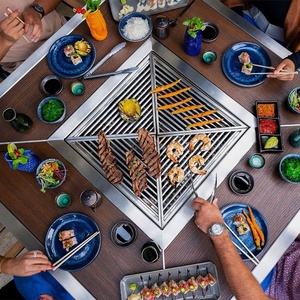 OEM ODM Multifunctionele Commerciële Hotel Binnenplaats <span class=keywords><strong>Patio</strong></span> Keuken Restaurant <span class=keywords><strong>BBQ</strong></span> Grill Tafel Stoelen Set Buiten Eetmeubilair - Product Image 2