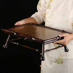 Chinese Style <b>Bamboo</b> Tea <b>Table</b> With Woven Top Portable Small Folding <b>Table</b> For Indoor Outdoor Use - Product Image 1