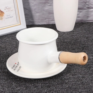 Classic Non Stick Mini Coffee Enamel Milk <strong>Pot</strong> Pan Clay <strong>Cooking</strong> With Single Wooden Handle - Product Image 2