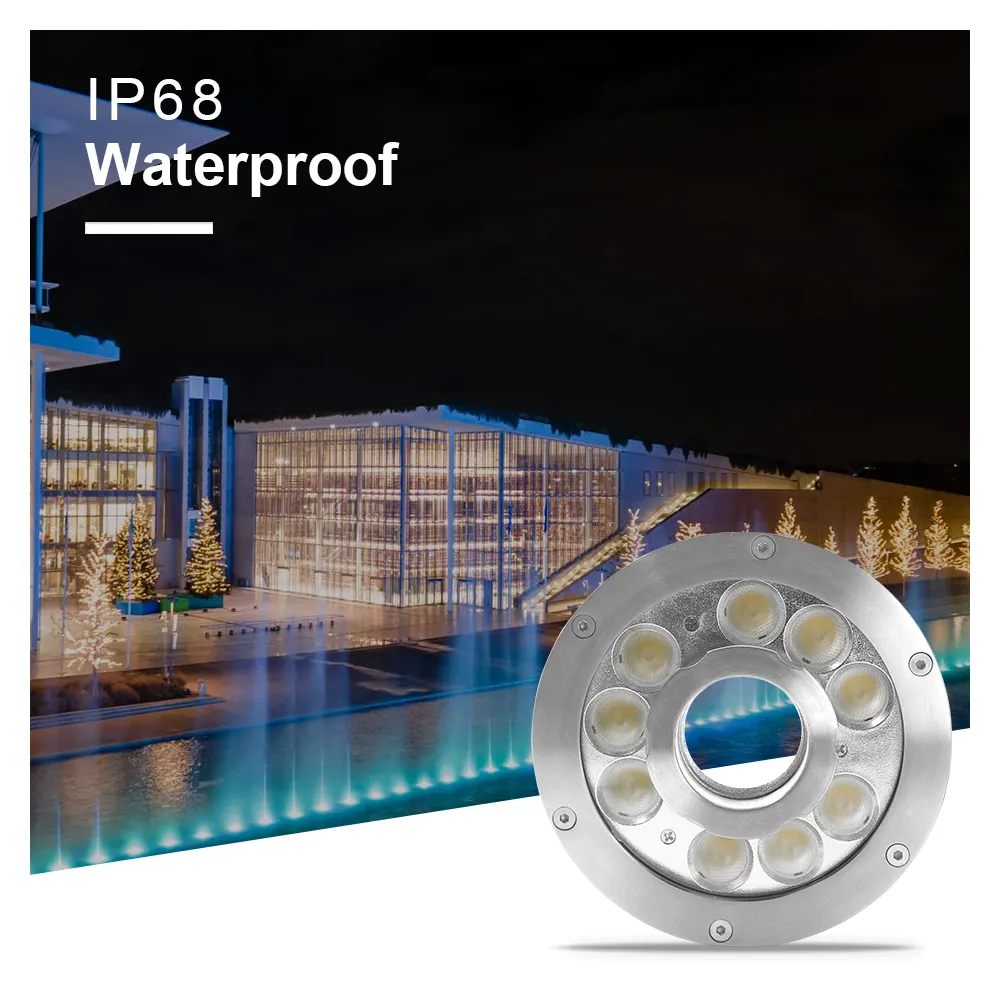 OEM IP68 Piscina Fuente Iluminación 12V 24V RGB DMX Control Impermeable Musical LED Fuente Luz