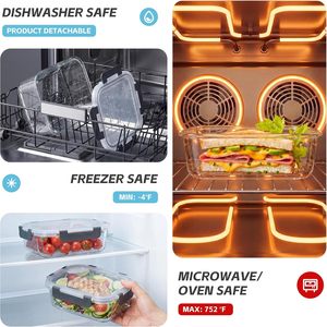 5個セット 35オンス ガラス製食品保存容器 蓋付き、気密性 BPAフリー ミールプレップ容器 ランチボックス 家庭＆オフィス用 - Product Image 5
