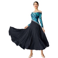 M-19389 Impression et couleur noire design assorti norme nationale moderne danse robe de danse sociale valse robe