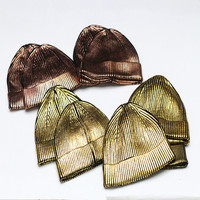 Gorro de punto metálico láser transfronterizo, estilo hip-hop urbano, moderno, de acrílico, para hombre y mujer, para parejas