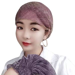 Muslim Fashion Women's Breathable Eco-Friendly Mesh Elastic Pearl Headscarf Headwear Turban <b>Hat</b> - Product Image 4