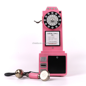 Teléfono Antiguo con Monedas Estilo Europeo, Cabina de Fotos, Cabina Telefónica, Teléfono con Libro de Visitas de Audio, Color Rosa para Bodas - Product Image 2