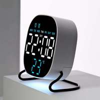 Jam LED Desktop Modern dengan Alarm, Lampu Malam, Multifungsi, Cangkang Putih Persegi, Lampu Biru, Dioperasikan dengan Baterai
