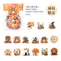 30 pièces/paquet de bonbons poteaux autocollant pour animaux de compagnie sac feuille feuille Collage saison rétro Collage Journal décoratif Source matériel en 6 modèles