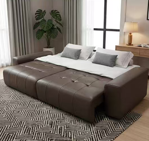 Modern Italian Genuine Leather <b>Sofa</b> Luxury <b>Brown</b> Tufted Living Room Furniture Extra Deep Seat Modular <b>Sofa</b> <b>Bed</b> - Product Image 3