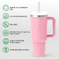 Taza de Café para Fiestas, de Gran Capacidad, con Logotipo Personalizado, de Acero Inoxidable, Doble Pared, Aislada al Vacío, a Prueba de Fugas, con Asa, de 20-40 oz