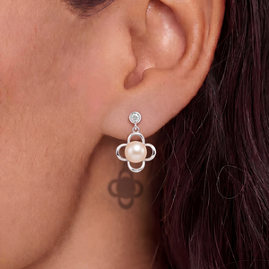 Élégantes boucles d'oreilles clous en argent S925 avec perles d'eau douce et zircon, motif fleur de soleil, bijoux pour femme, cadeau de mariage ou de mariée - Product Image 2