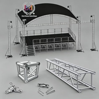 Solución de Escenario Integrada con Certificación TUV, Techo de Estructura Curva de Aluminio, Sistema de Escenario Modular Resistente a la Intemperie para Conciertos al Aire Libre