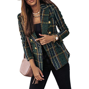 Blazer Elegante Vintage Doppiopetto <span class=keywords><strong>da</strong></span> <span class=keywords><strong>Donna</strong></span>, Abbigliamento Formale <span class=keywords><strong>Taglie</strong></span> <span class=keywords><strong>Forti</strong></span> per <span class=keywords><strong>Donna</strong></span>, Blazer con Risvolto a Quadri - Product Image 4