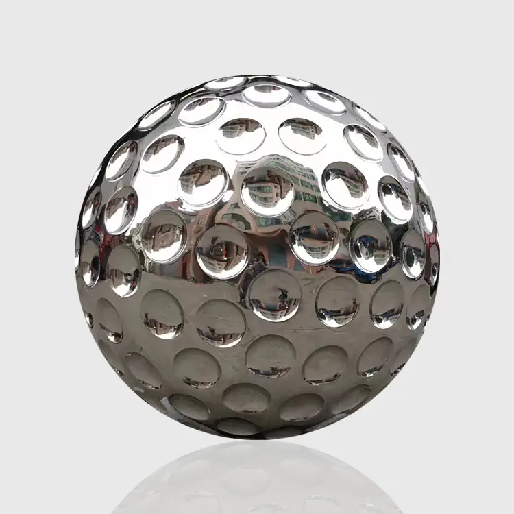 Escultura grande personalizada de resina de fibra de vidrio Metal 3D manualidades decoración al aire libre parque Golf Club decoración grande de acero inoxidable pelota de Golf