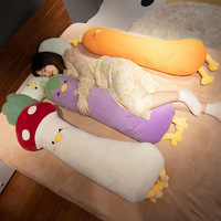Coussin corporel long en coton en forme de légumes (carotte, aubergine, champignon) en peluche douce pour dormir, décorer le lit et comme cadeau
