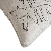 Coussin décoratif lombaire en lin pur brodé Shuying, motif végétal dessiné à la main, pour canapé et lit
