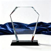 Fabrication professionnelle de trophées en cristal vierges à graver, avec base noire, trophées en verre vierges avec base noire pour gravure