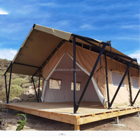 Tente de safari de glamping imperméable 4 saisons avec cadre en bois ou structure en acier pour hôtel