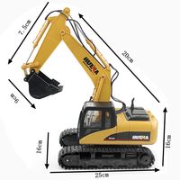 Drop-kapal Otentik versi pabrik Huina 1550 Update Terbaru Super Diecast 1/14 skala 15 Saluran 2.4GHz RC Excavator