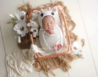 Angora Bébé Fille Rose Pastel Tenue Tricotée Beige Bébé Garçon Vache Chapeau Jouet Crochet Lapin Ours Photographie Props Animal Costume