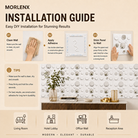 Panel de Pared de PVC 3D con Espejo Redondo Blanco MORLENX, Revestimiento Decorativo Geométrico Minimalista para Interiores de Salones de Belleza