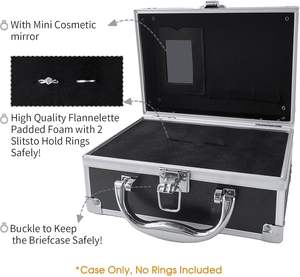 Valigetta di Sicurezza per Anelli con Supporto Imbottito, Custodia Portatile con Fibbia per Anelli da Matrimonio, Scatola per Proposte e Cerimonie - Product Image 4