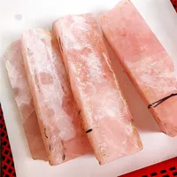 Losas de corte de piedra de cristal de cuarzo rosa Natural, especímenes minerales en bruto, rebanada de cristal curativo de Reiki